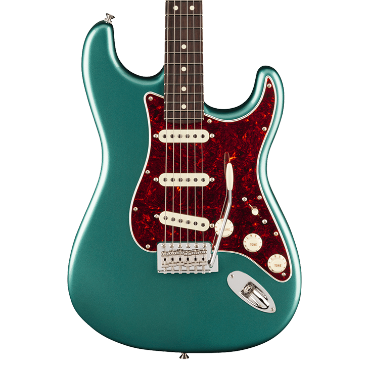 GUITARRA ELECTRICA FENDER 0114940374 AM PRO CLASSIC STRAT ROSEWOOD FADED SHERWOOD GREEN METALLIC - JP Musical