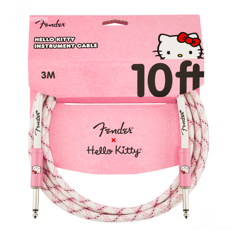 CABLE FENDER 0990818123 ORIGINAL 10' CBL HELLO KITTY WOVEN WHT - JP Musical