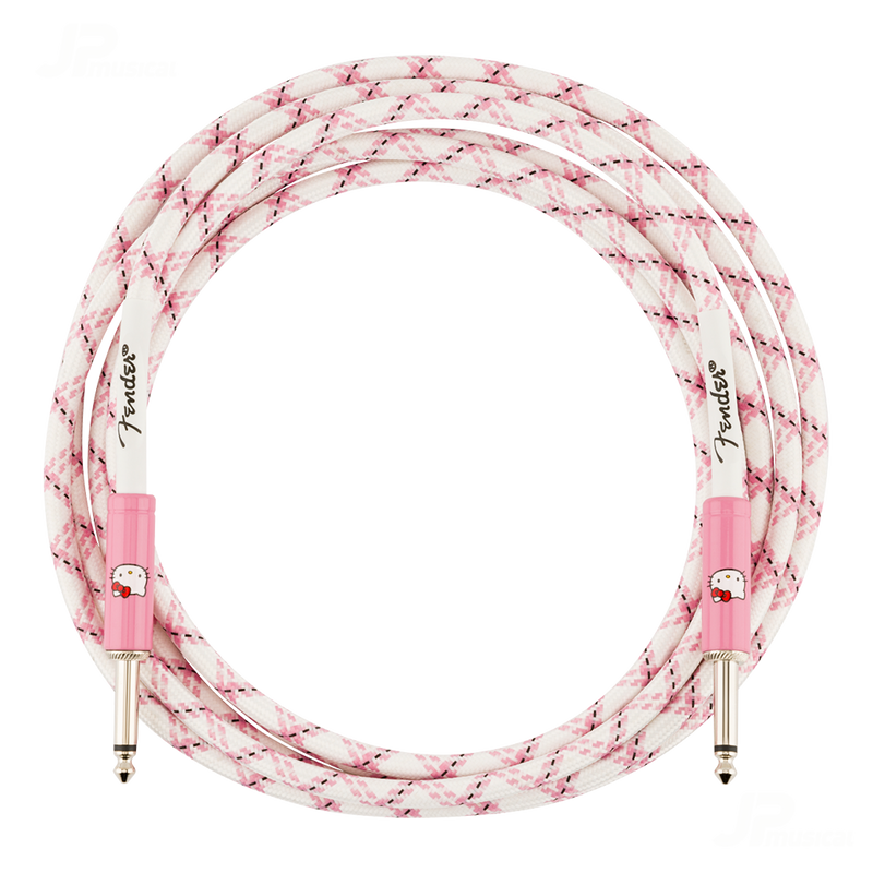 CABLE FENDER 0990818123 ORIGINAL 10' CBL HELLO KITTY WOVEN WHT - JP Musical