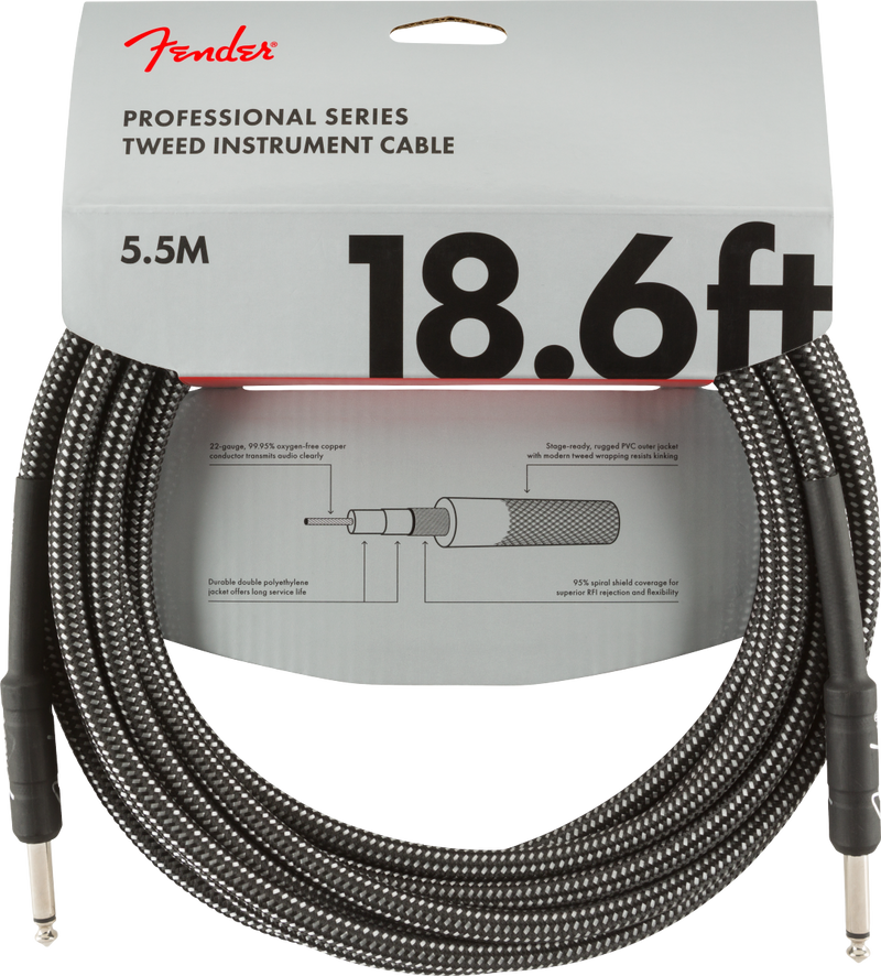 CABLE FENDER 0990820068 PRO18.6' INST CABLE GRY TWD - JP Musical