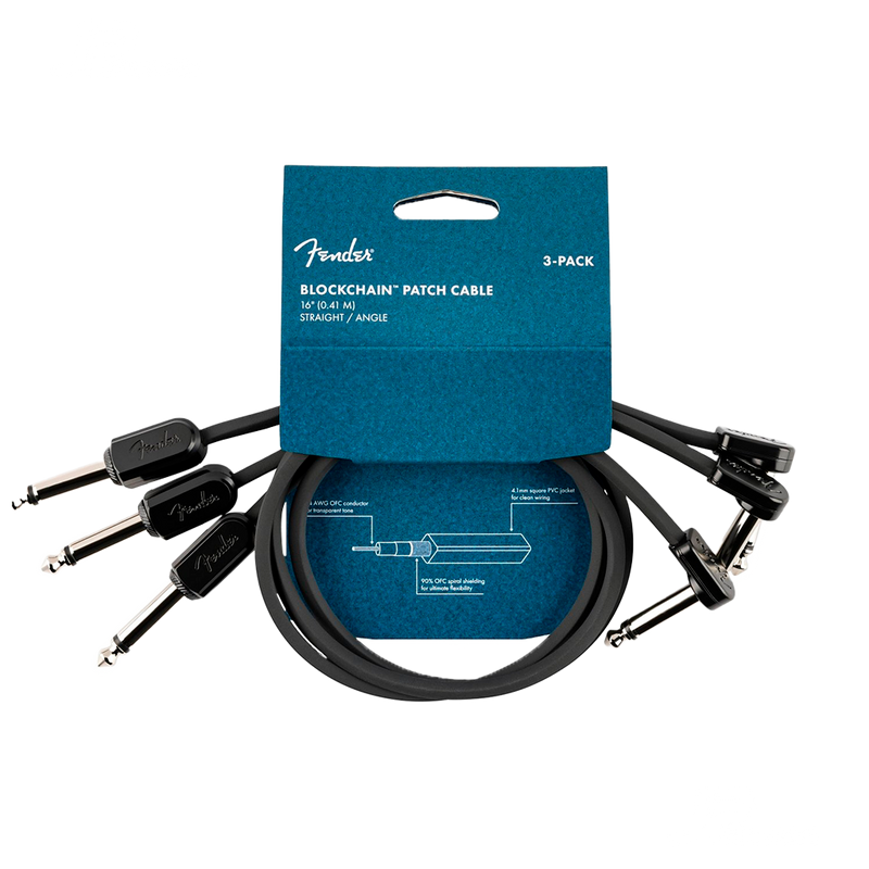 JUEGO DE CABLES FENDER 0990825009 BLOCKCHAIN 8" CABLE 3 PACK - JP Musical