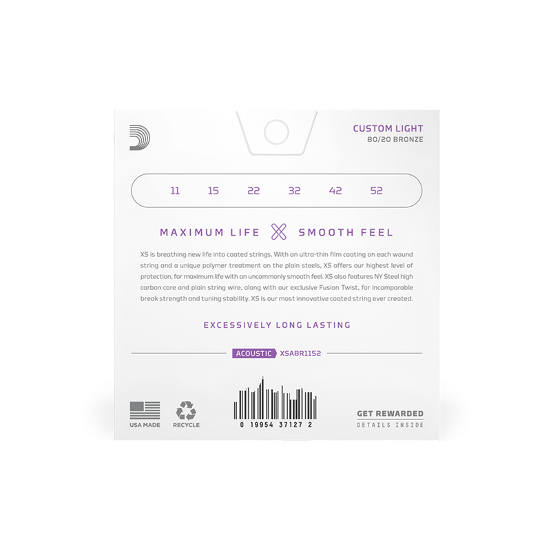 ENCORDADURA D´ADDARIO PARA GUITARRA ACÚSTICA XSABR1152 - JP Musical