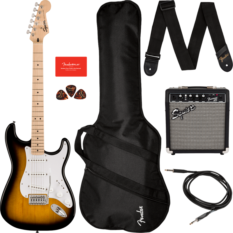 PAQUETE DE GUITARRA ELECTRICA SQUIER SONIC 0371720003 PK SON STRAT 2TS - JP Musical