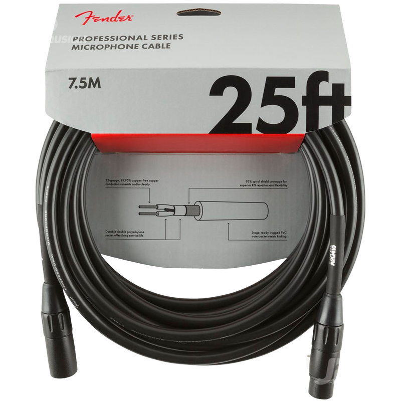 Fender 0990820015 Pro Series Microphone Cable 25' Black - JP Musical