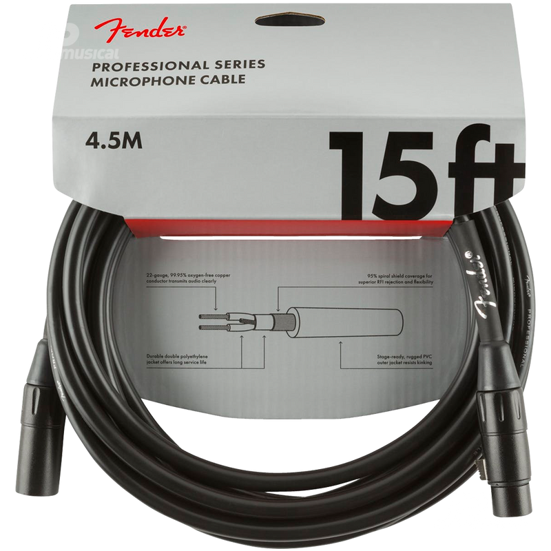 Fender 0990820018 Pro Series Microphone Cable 15' Black - JP Musical