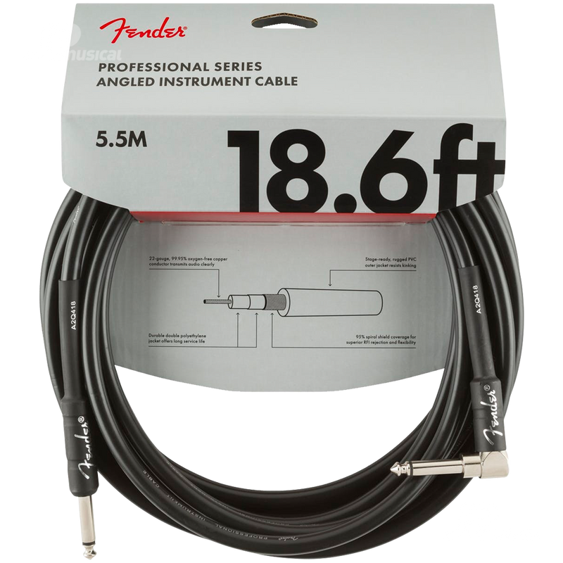 Fender 0990820019 Pro Series Instrument Cable Straight/Angle 18.6' Black - JP Musical