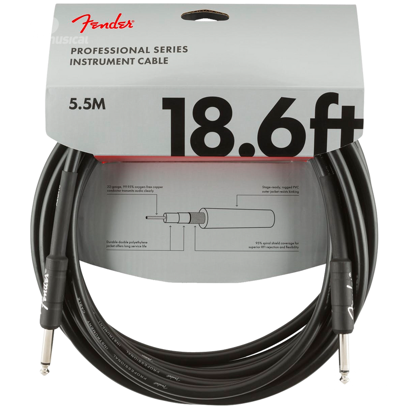 Fender 0990820020 Pro Series Instrument Cable Straight/Straight 18.6' Black - JP Musical