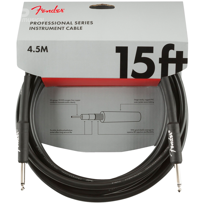Fender 0990820021 Pro Series Instrument Cable Straight/Straight 15' Black - JP Musical