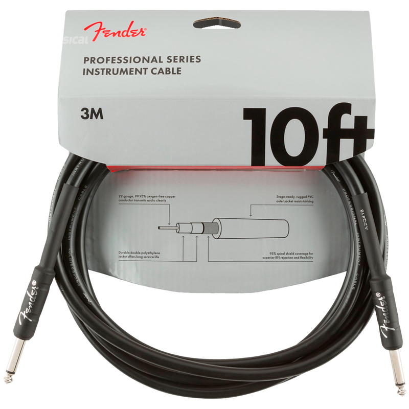 Fender 0990820024 Pro Series Instrument Cable Straight/Straight 10' Black - JP Musical