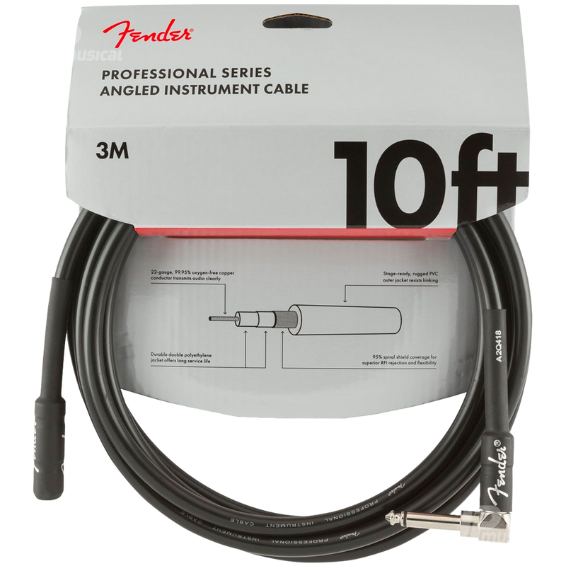 Fender 0990820025 Pro Series Instrument Cable Straight/Angle 10' Black - JP Musical