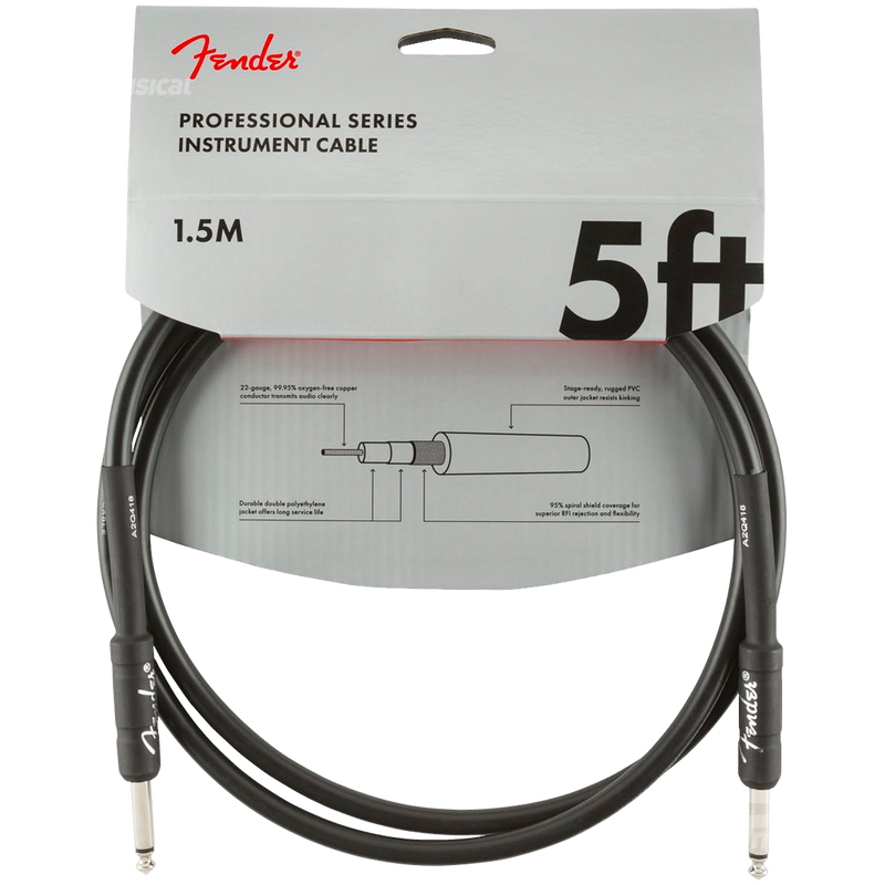 Fender 0990820026 Pro Series Instrument Cable Straight/Straight 5' Black - JP Musical