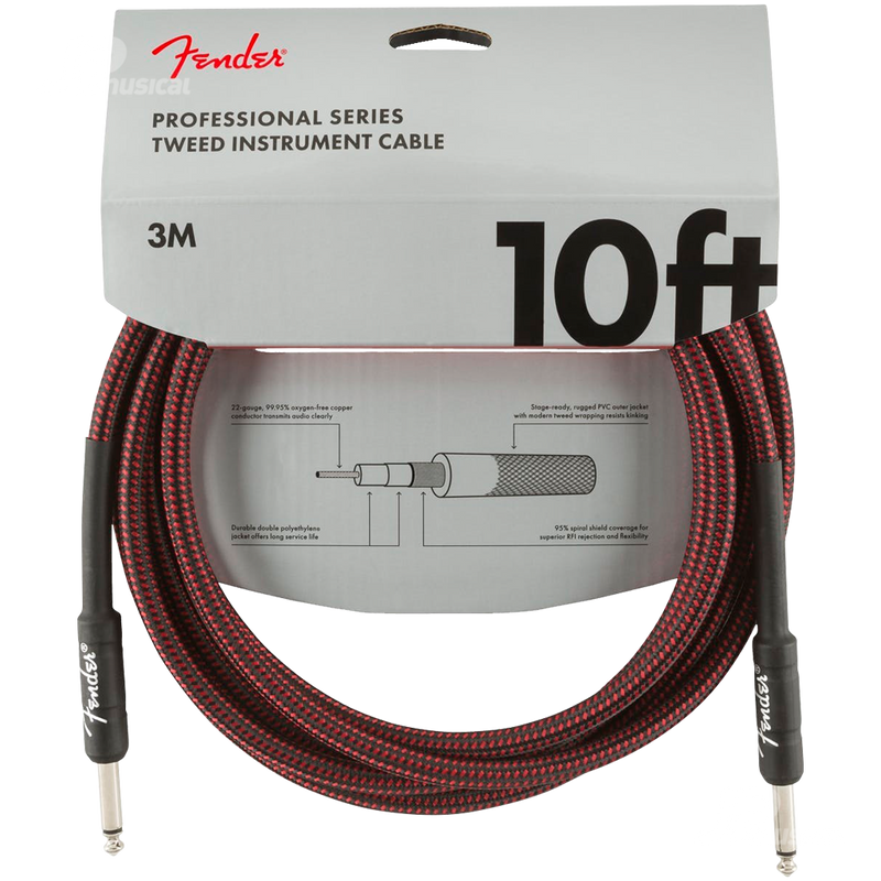 Fender 0990820061 Pro Series Instrument Cable 10' Red Tweed - JP Musical