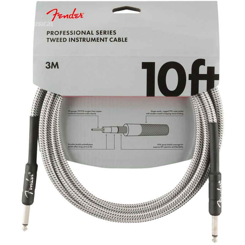 Fender 0990820063 Pro Series Instrument Cable 10' White Tweed - JP Musical