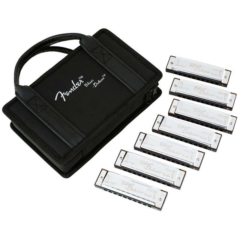 Fender 0990701049 Blues Deluxe Harmonicas Pack of 7 with Case - JP Musical