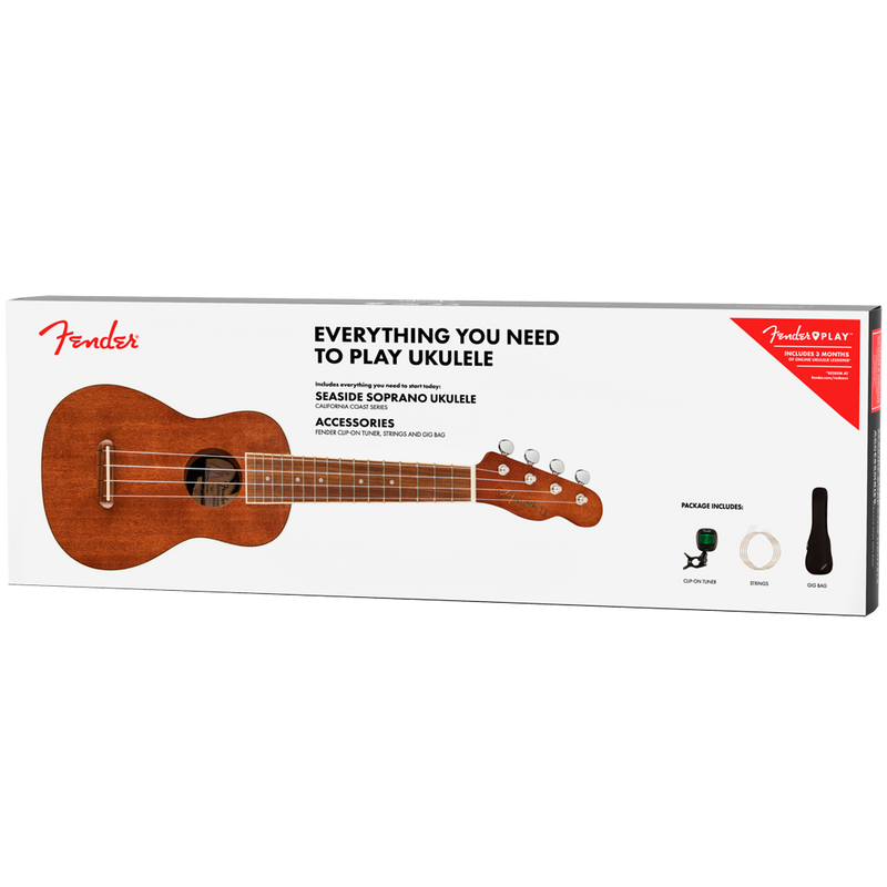 Fender 0971610022 Seaside Soprano Ukulele Pack Walnut Fingerboard Natural - JP Musical