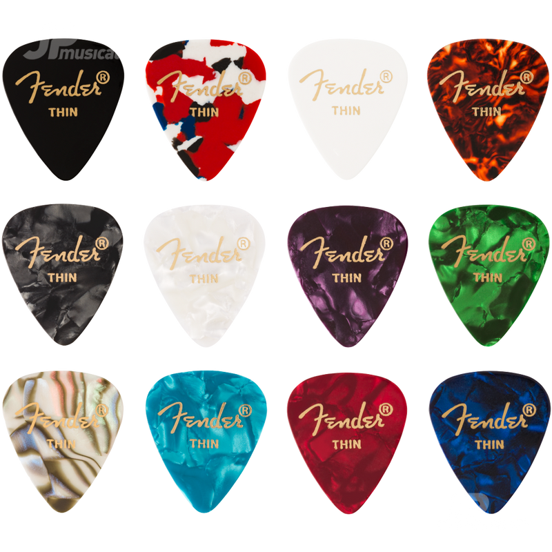 Fender 0980300100 351 Shape Celluloid Medley Picks Thin - JP Musical