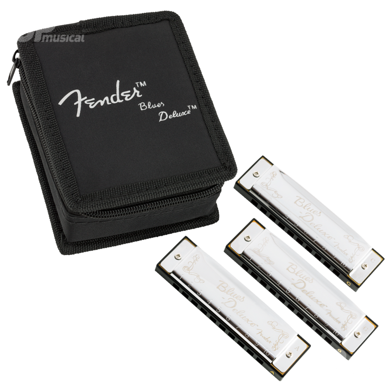 Fender 0990701021 Blues Deluxe Harmonicas Pack of 3 with Case - JP Musical