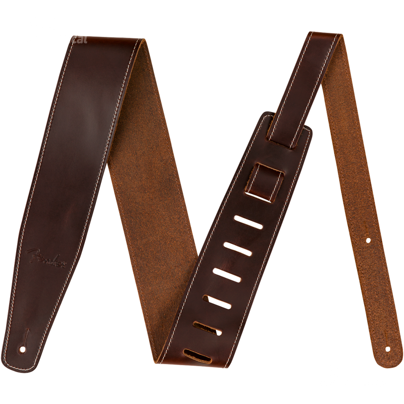 Fender 0990641050 Broken-In Leather Strap Brown 2.5" - JP Musical
