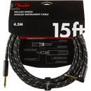 Fender 0990820085 Deluxe Series Instrument Cable Straight/Angle 15' Black Tweed - JP Musical