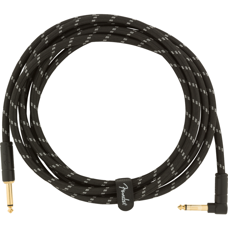 Fender 0990820090 Deluxe Series Instrument Cable Straight/Angle 10' Black Tweed - JP Musical