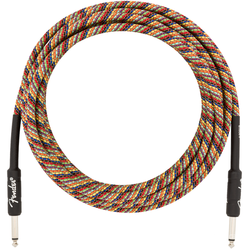 Fender 0990918299 Festival Instrument Cable Straight/Angle 18.6' Pure Hemp Rainbow - JP Musical