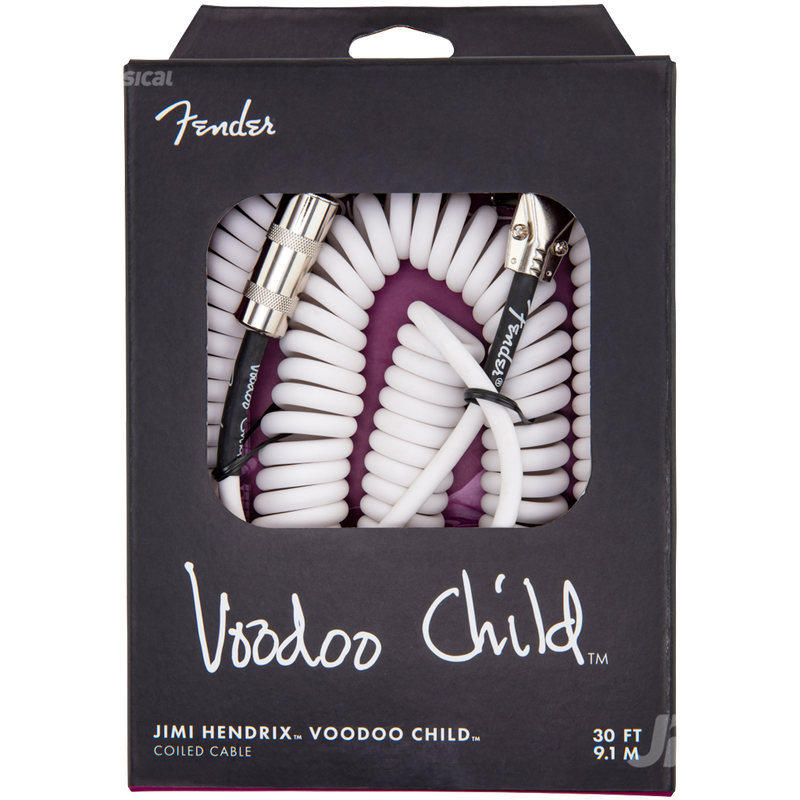 Fender 0990823002 Jimi Hendrix Voodoo Child Coil Instrument Cable Straight/Angle 30' White - JP Musical