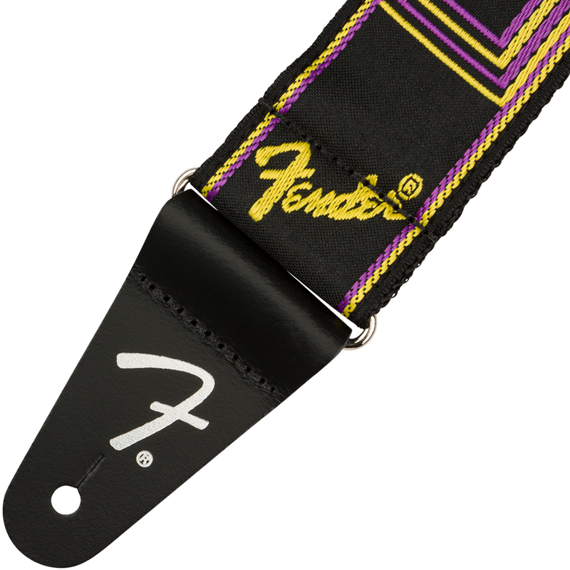 Fender 0990681306 Neon Monogrammed Strap Purple and Yellow - JP Musical