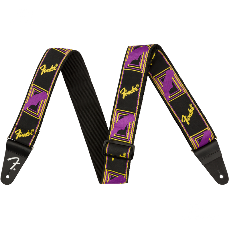 Fender 0990681306 Neon Monogrammed Strap Purple and Yellow - JP Musical