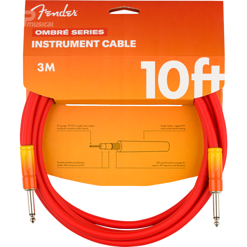 CABLE FENDER 0990810200 10" OMBRE INSTRUMENT CABLE TQS - JP Musical