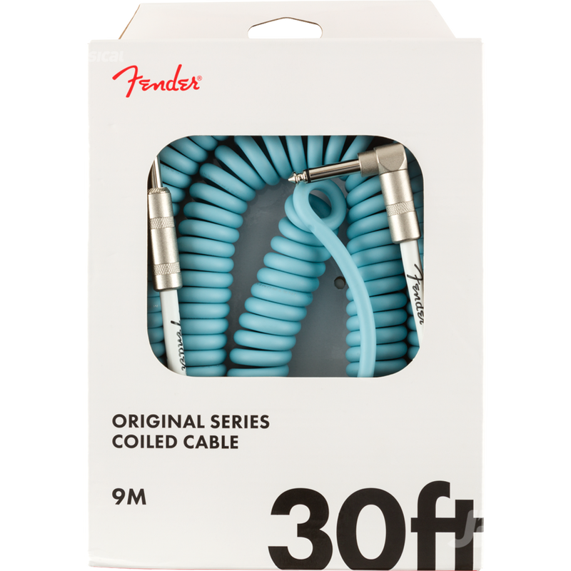 Fender 0990823006 Original Series Coil Cable Straight/Angle 30' Daphne Blue - JP Musical