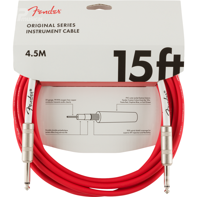 Fender 0990515010 Original Series Instrument Cable 15' Fiesta Red - JP Musical