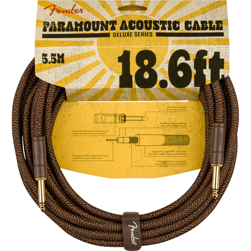 Fender 0990918007 Paramount Acoustic Instrument Cable 18.6' Brown - JP Musical