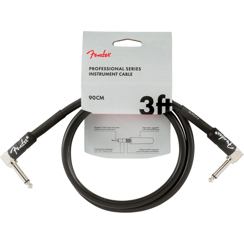 Fender 0990820058 Pro Series Instrument Cable Angle/Angle 3' Black - JP Musical