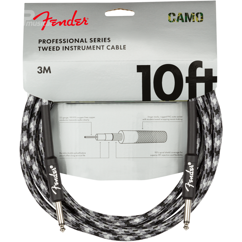 Fender 0990810124 Professional Series Instrument Cable 10' Winter Camo - JP Musical