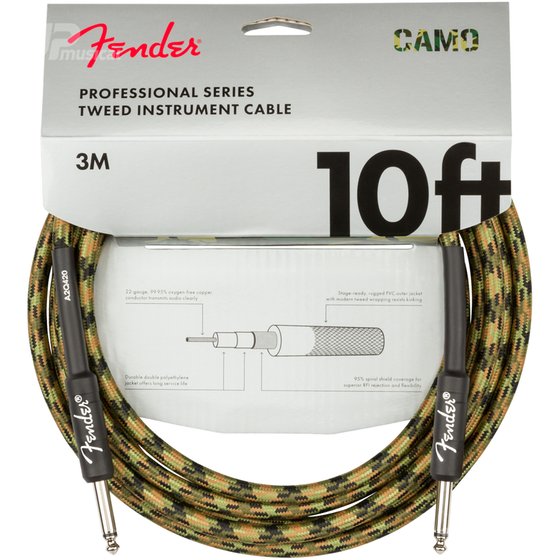 Fender 0990810176 Professional Series Instrument Cable 10' Woodland Camo - JP Musical