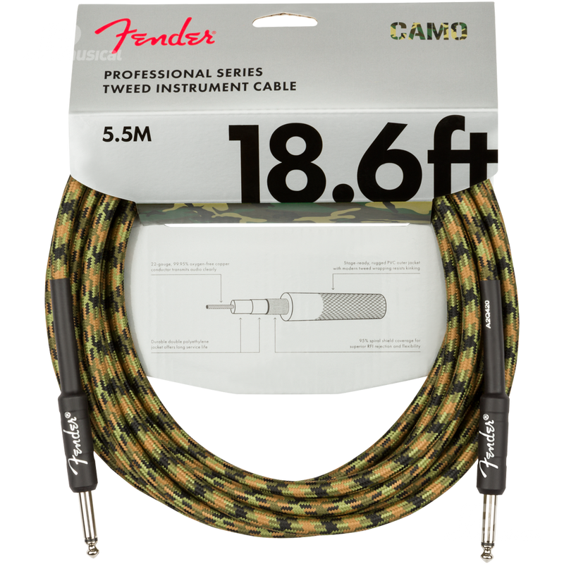 Fender 0990818176 Pro Series Instrument Cable 18.6' Woodland Camo - JP Musical