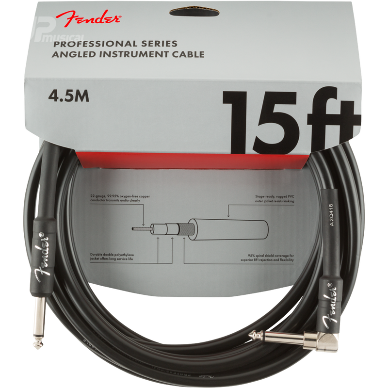 Fender 0990820059 Pro Series Instrument Cable Straight/Angle 15' Black - JP Musical