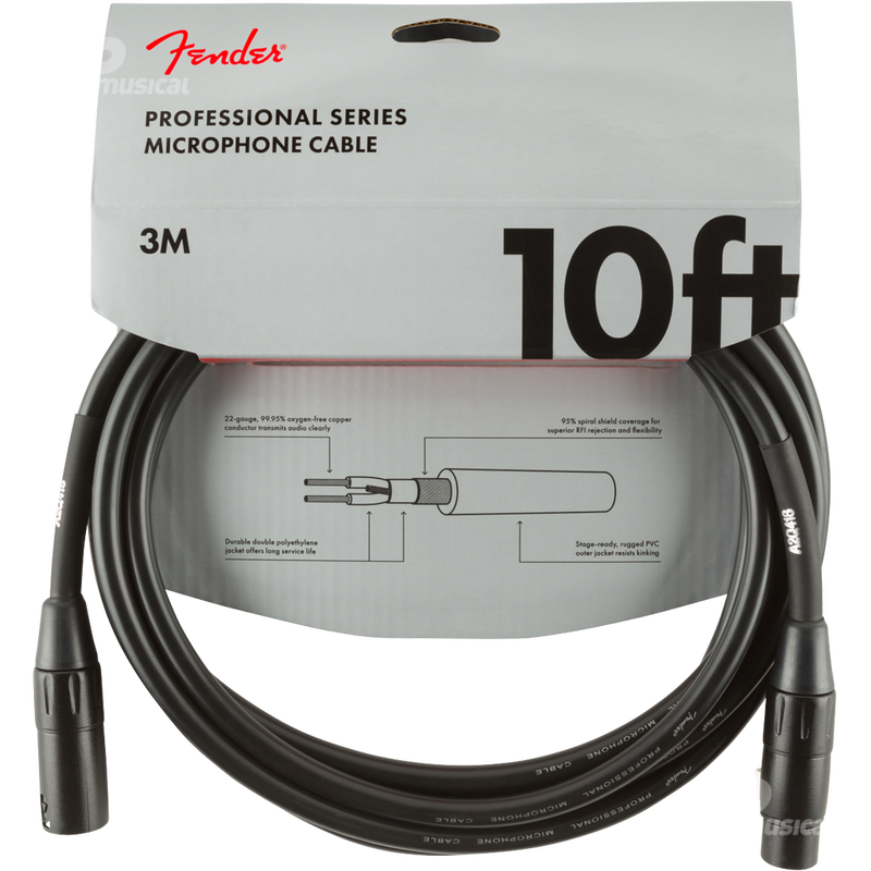 Fender 0990820022 Pro Series Microphone Cable 10' Black - JP Musical