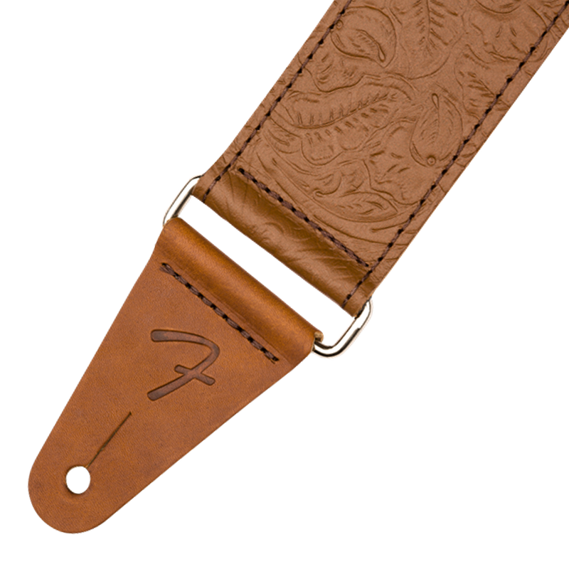 Fender 0996970000 Tooled Leather Guitar Strap Brown - JP Musical