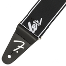 Fender 0990642074 WeighLess Running Logo Strap Black/White - JP Musical